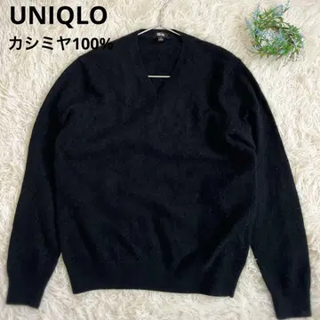 유니클로 캐시미어 100% V넥 니트 스웨터 긴팔 블랙 M