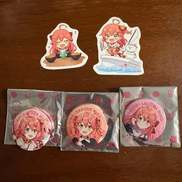 사쿠라 미코 x 스시로 [캔 배지] 3종 컴프 세트 오리지널 피크 2종