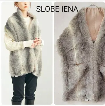 새상품급 TWEEDMILL 퍼 포켓 부착 숄 케이프 SLOBE IENA