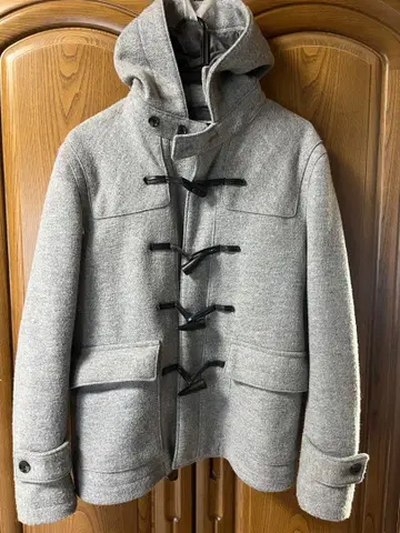 그레이 더플 코트 후드 부착