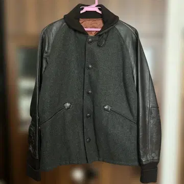 울 가죽 콤비 어워드 자켓