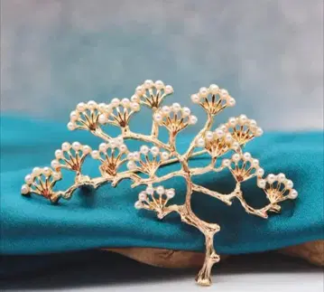 새상품 펄 소나무 브로치 설날 오비 고정 띠로도!