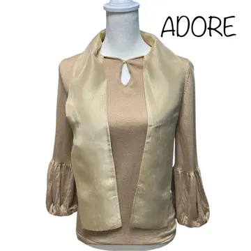 [하자품] ADORE 보타이 니트 어도어 베이지 캐시미어 혼방 38 M