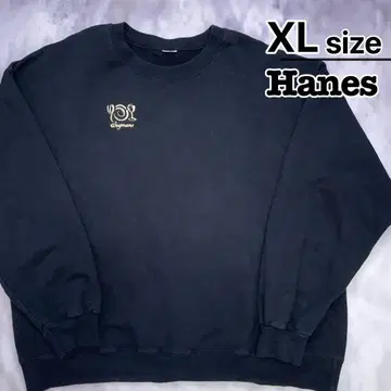 USA 구제 의류 Hanes 맨투맨 XL 블랙 헤비 웨이트 자수 로고