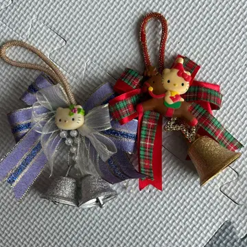 키티 루돌프 크리스마스 오너먼트 2개 세트 레트로