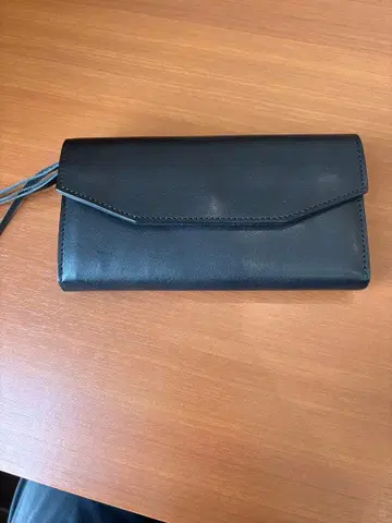 ANNAK 도치기 가죽 가르송 롱 월렛 블랙