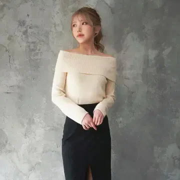다리치 오프숄더 니트탑