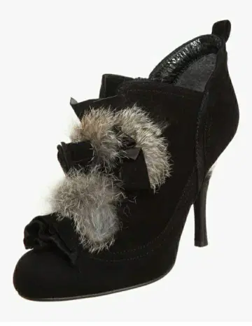 블랙 스웨이드 퍼 부티