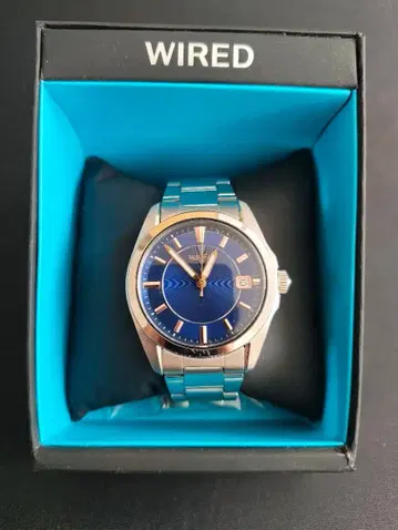 WIRED 파랑 스테인리스 스틸 손목시계 박스 있음 남성용