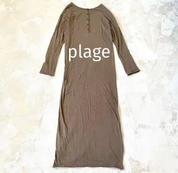 plage 네프컷 원피스 카키 실크 코튼 혼방