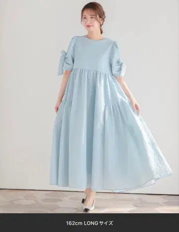 Fitmore 소매 리본 자카드 원피스