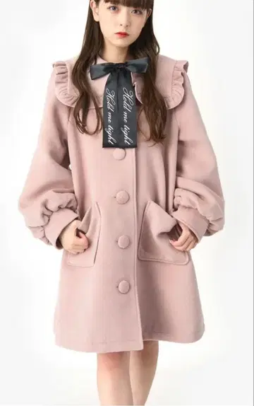 앙크루즈 로고 리본 세일러 코트 핑크