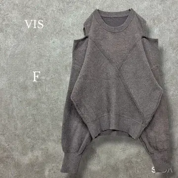 비스 [F] 레이어드 스타일 숄더 오픈 풀오버 니트 그레이