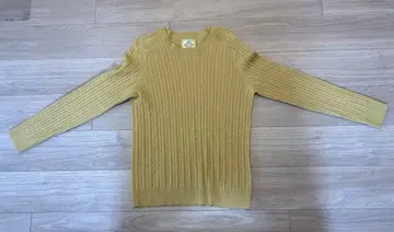 BEAMS 캐시미어 100% 머스타드 케이블 니트 L