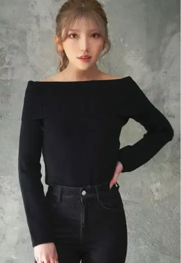 다리치 오프숄더 니트탑