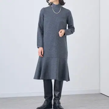 아나이 울 저지 헴 플레어 원피스 차콜 그레이 M