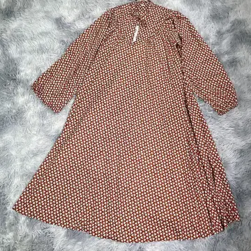 롱 원피스 레드 리프 무늬 올 패턴 여성용 맥시 길이 얇은 소재