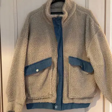 플리스 데님 자켓 L 사이즈 베이지