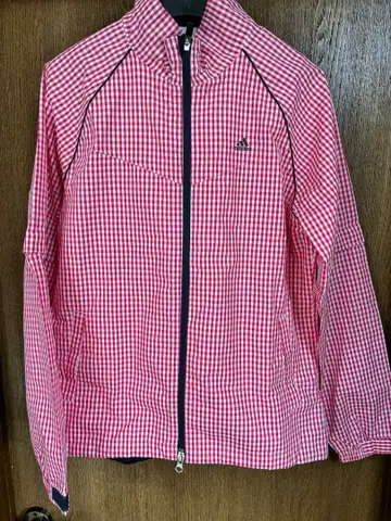 adidas 여성용 우비 L 사이즈 레드 화이트 체크