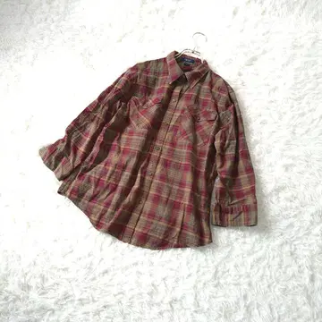 CHAPS 100% 코튼 긴팔 체크 무늬 셔츠 L