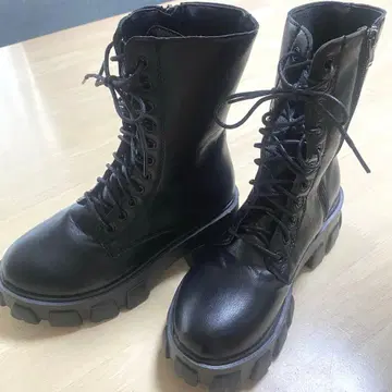 SENTOKYO 센토쿄 통굽 부츠 부츠 블랙 37 레이스업