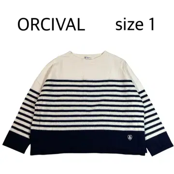 [ size 1 ] 새상품급 ORCIVAL 보더 와이드 풀오버 니트 울