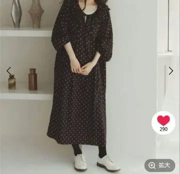 미사용 새상품 스튜디오 클립 LR 도트 프릴 컬러 원피스 브라운