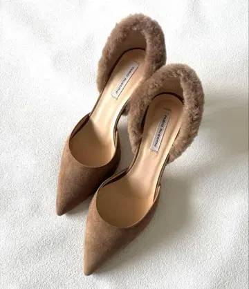 미사용 파비오 루스코니 스웨이드 퍼 펌프스 36