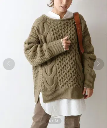 새상품급 프레임워크 케이블 니트 풀오버 케이블 니트 울 혼방