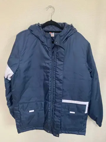 네이비 후드 부착 퀼팅 자켓