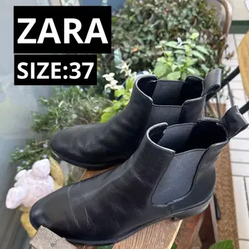 새상품급 ZARA 여성용 사이드 고어 부츠 소가죽 블랙 사이즈 37