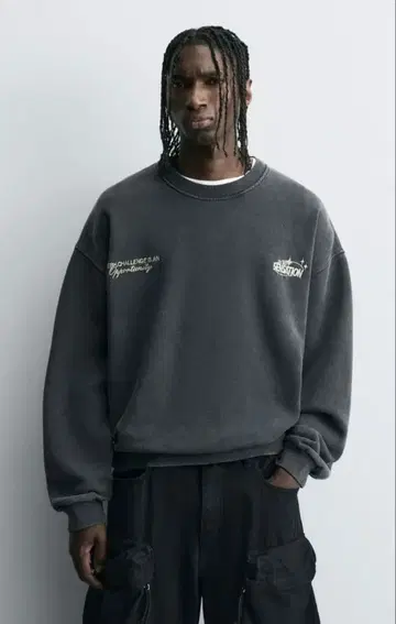 ZARA 25AW 콤비네이션 프린트 패턴 스웨트 셔츠