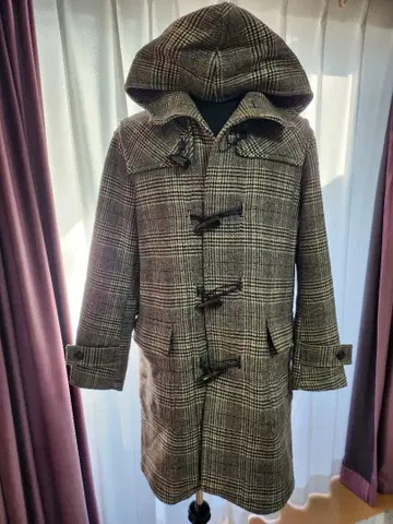 UNIQLO JWANDERSON 체크 무늬 후드 부착 더플 코트