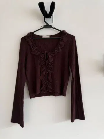 FREE'S MART 미니브 프릴 레이스 가디건