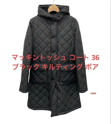 매킨토시 후드 부착 퀼팅 코트 블랙 보아 안감 부착