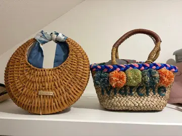 라탄 바스켓백 2세트 묶음 판매 3000엔