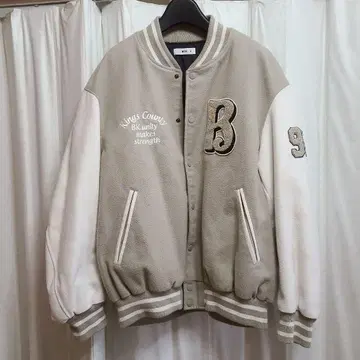 WEGO 그레이 화이트 바시티 자켓 M