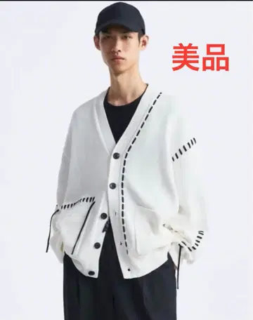 ZARA 자라 탑 스티치 가디건 화이트 새상품급 L