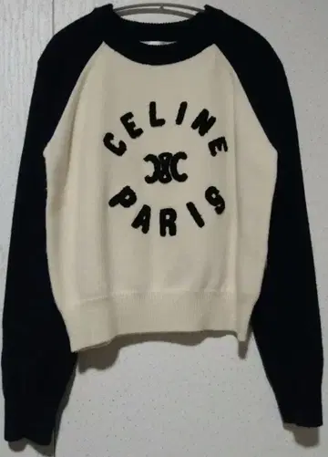 로고 니트 스웨터 아이보리/네이비