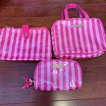 미사용 새상품 빅토리아 시크릿 핑크 스트라이프 파우치 세트