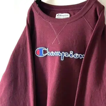 챔피온 로고 자수 맨투맨 트레이닝복 XL 레드 빨간색 구제 의류