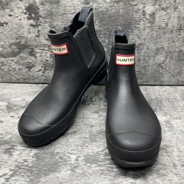 HUNTER [ 24.5 ] 블랙 레인슈즈 사이드 고어 부츠