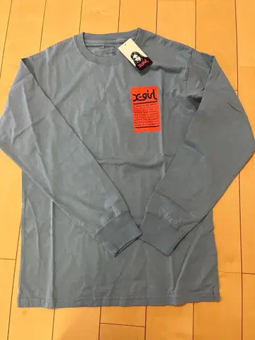 X-girl 라이트 블루 긴팔 로고 T셔츠 S사이즈 미사용 새상품