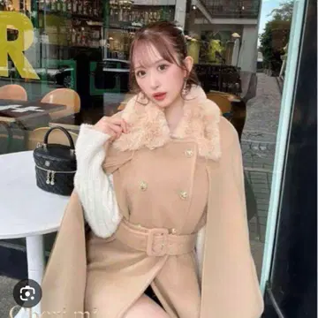 cherimi 퍼 케이프 코트 S