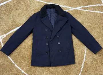 BEAMS (빔즈) 블랙 더블 브레스트 피 코트