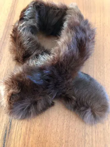 브라운 퍼 스카프 타입 머플러 클로징 있음 쇼와 레트로 미사용 새상품