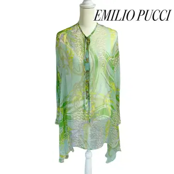 에밀리오 푸치 판초 타입 튜닉 블라우스 시스루 실크