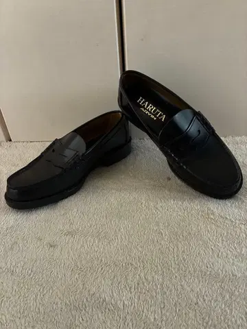 새상품급 HARUTA 코인 로퍼 블랙 25 가죽 통학 REGAL