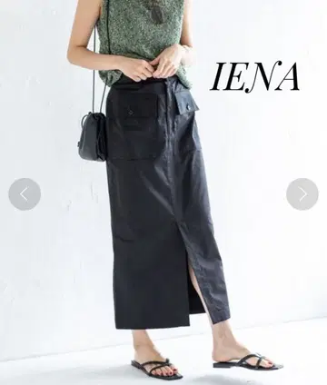 [ 미사용 새상품 ] IENA 코튼 새틴 카고 스커트 블랙