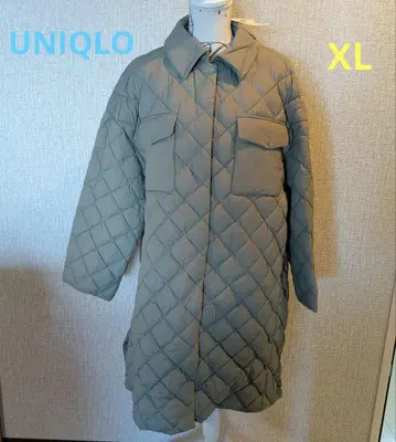UNIQLO 퍼프 테크 퀼트 코트 XL 카키 롱 코트 택 포함